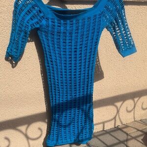 Bebe Blue Open-Knit Dress